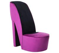 HETFTJN Fauteuil lounge en velours - Forme de chaussure à talons - Violet et noir - 43 x 82,5 x 85,5 cm - Avec capacité de charge de 110 kg - Meuble moderne pour salon, chambre à coucher et événements
