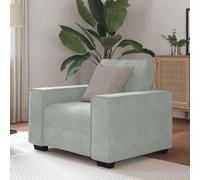 HETFTJN Fauteuil lounge en velours gris clair 99 x 78 x 84 cm avec accoudoirs larges, petit canapé peu encombrant pour salon, bureau et chambre d'adolescent, structure en bois et métal robuste
