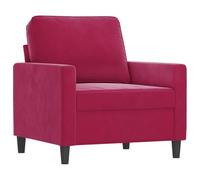HETFTJN Fauteuil Rouge Bordeaux 60 cm en Velours - Chaise de Salon Moderne et Confortable avec Cadre en Métal Robuste pour Bureau, Chambre, Lecture et Détente
