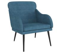 HETFTJN Fauteuil Salon Bleu Velours, Chaise de Relaxation Confortable 63x76x80 cm, Fauteuil Rest avec Dossier Rembourré Incliné et Cadre en Métal Robuste pour Bureau et Chambre