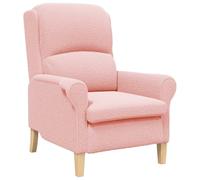 HETFTJN Fauteuil Salon Design Moderne en Tissu Sherpa Doux, Fauteuil Crapaud Rose Confortable avec Pieds en Bois Massif d'Hévéa et Accoudoirs Roulés pour Chambre et Bureau, 76x94x102 cm