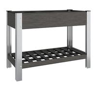 HETFTJN Jardinière surélevée de jardin grise 100 x 50 x 75 cm en WPC résistant aux intempéries avec cadre en acier, étagère pour balcon, terrasse, parterre d'herbes, potager, lit raised pour petites