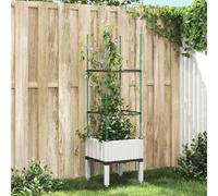 HETFTJN Jardinière verticale surélevée avec treillis blanc 40 x 40 x 142,5 cm PP pour balcon, terrasse et jardin, design robuste avec aspect rotin et rehaussement
