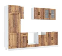 HETFTJN Kalmar - Ensemble d'armoires de cuisine - 80 x 46 x 82 cm - Aspect bois vieilli - Bois massif imperméable - Mini kitchenette pour petites cuisines