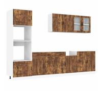 HETFTJN Kalmar Ensemble de kitchenette, 7 pièces, chêne fumé, 80 x 46 x 81,5 cm, moderne, espace de rangement, armoire de cuisine