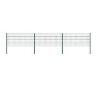HETFTJN Kit de clôture double fil 5,1 x 0,8 m vert mousse en fer revêtu par pulvérisation 6 champs 4 poteaux Design moderne robuste pour jardin, balcon, pâturage