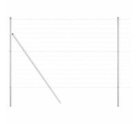 HETFTJN Kit de Clôture Euro avec Poteaux 10 m x 1,6 m, Grillage de Jardin en Acier et PVC, Système de Délimitation pour Terrasse et Extérieur, Installation Modulable, Argenté