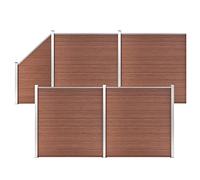 HETFTJN Kit de clôture WPC - 792 x 186 cm - Marron - 4 carrés + 1 oblique composite bois-plastique - Design moderne - Robuste et durable - Pour jardin, cour, terrasse, balcon