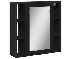 HETFTJN Lavabo de salle de bain, noir, 60 x 16 x 60 cm, en bois dérivé, acier revêtu par pulvérisation et verre, montage mural peu encombrant, miroir clair, pour petites salles de bains, toilettes