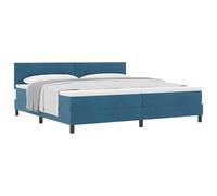 HETFTJN Lit à Ressorts 200x200 cm avec Matelas et Surmatelas, Lit Boxspring Double Empereur en Velours Bleu Foncé, Cadre de Lit Moderne avec Tête de Lit Réglable pour Chambre