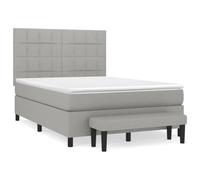 HETFTJN Lit à Sommier 140x200 cm avec Matelas à Ressorts Ensachés, Surmatelas, Tête de Lit Réglable et Banc Bout de Lit, Cadre de Lit en Tissu pour Chambre Adulte, Gris Clair