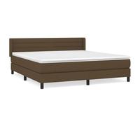 HETFTJN Lit à Sommier 160x200 cm avec Matelas et Surmatelas, Cadre de Lit Double en Tissu avec Tête de Lit Réglable, Sommier Tapissier Complet pour Chambre, Marron Foncé