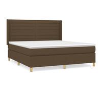 HETFTJN Lit à Sommier 160x200 cm avec Matelas et Surmatelas, Lit Double Complet avec Tête de Lit Réglable, Revêtement en Tissu Robuste pour Chambre Adulte, Marron Foncé
