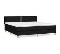 HETFTJN Lit à Sommier 180x200 cm avec Matelas à Ressorts Ensachés et Surmatelas, Cadre de Lit Double Adulte en Tissu Noir avec Tête de Lit Réglable, Lit Complet pour Chambre