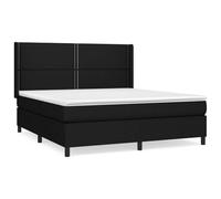 HETFTJN Lit à Sommier 180x200 cm avec Matelas Ressorts Ensachés et Surmatelas, Ensemble Lit Complet Double en Tissu Noir avec Tête de Lit Réglable, Structure en Bois