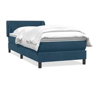 HETFTJN Lit à Sommier avec Matelas et Surmatelas 80x210 cm, Lit Simple Complet en Velours Bleu Foncé avec Tête de Lit Réglable et Sommier à Lattes pour Chambre Adulte