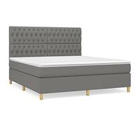 HETFTJN Lit à Sommier Complet 180x200 cm avec Matelas Ressorts Ensachés et Surmatelas, Cadre de Lit Double en Tissu Gris Foncé et Tête de Lit Réglable pour Chambre Adulte