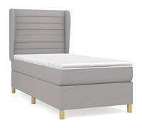 HETFTJN Lit à sommier tapissier, 100 x 200 cm, gris clair, housse en tissu avec tête réglable en hauteur, matelas à ressorts ensachés, pour chambre d'adolescent, chambre d'amis, chambre à coucher