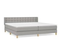 HETFTJN Lit à Sommier Tapissier 180x200 cm avec Matelas Ressorts Ensachés et Surmatelas, Lit Double en Tissu Gris Clair et Tête de Lit Réglable en Hauteur pour Chambre