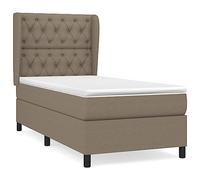 HETFTJN Lit à sommier tapissier 80 x 200 cm taupe avec matelas et surmatelas - Lit simple moderne en tissu résistant - Tête de lit réglable en hauteur - Pour chambre à coucher, appartement, chambre