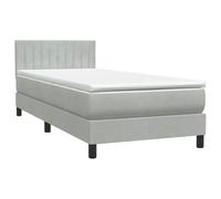 HETFTJN Lit à sommier tapissier, 80 x 210 cm, en velours, gris clair, avec matelas à ressorts ensachés, appui-tête réglable en hauteur, canapé-lit, moderne, pour chambre d'adolescent, chambre d'amis