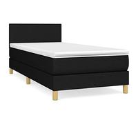 HETFTJN Lit à Sommier Tapissier avec Matelas et Surmatelas 80x200 cm Noir, Cadre de Lit en Tissu Respirant avec Tête de Lit Réglable, Lit Simple 1 Place pour Chambre à Coucher