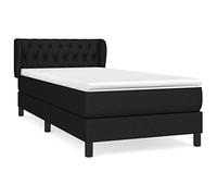 HETFTJN Lit à sommier tapissier, noir, 90 x 190 cm, en tissu respirant, tête de lit réglable en hauteur, matelas à ressorts ensachés et surmatelas, lit simple robuste pour chambre à coucher, chambre