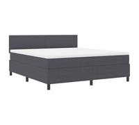 HETFTJN Lit Box Spring 180 x 200 cm avec Matelas à Ressorts Ensachés et Surmatelas, Cadre de Lit Double en Velours Côtelé, Tête de Lit Réglable, Gris Foncé et Blanc