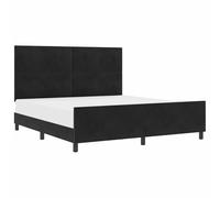 HETFTJN Lit Box Spring 180x200 cm avec Tête de Lit Réglable en Hauteur, Cadre de Lit Double King Size en Velours Noir et Bois Massif avec Sommier à Lattes pour Chambre Adulte
