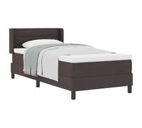 HETFTJN Lit Box Spring 80x200 cm Complet avec Matelas à Ressorts Ensachés, Surmatelas et Tête de Lit Réglable, Lit Simple 1 Personne en Tissu Marron Foncé pour Chambre à Coucher
