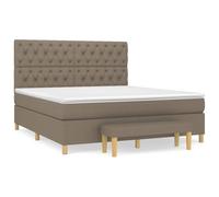 HETFTJN Lit Boxspring 160x200 cm avec Matelas à Ressorts Ensachés, Surmatelas et Banc de Bout de Lit, Ensemble de Chambre à Coucher Complet en Tissu Durable, Taupe