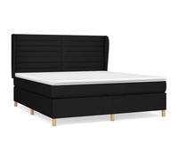 HETFTJN Lit Boxspring 180x200 cm avec Matelas à Ressorts Ensachés et Surmatelas, Cadre de Lit Double en Tissu Noir avec Tête de Lit Réglable pour Chambre Adulte