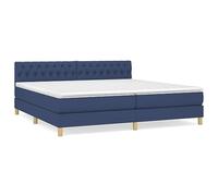 HETFTJN Lit Boxspring 200x200 cm Bleu avec Matelas à Ressorts Ensachés et Surmatelas, Cadre de Lit en Tissu avec Tête de Lit Réglable, Ensemble de Literie Complet pour Adulte