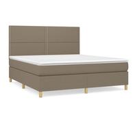 HETFTJN Lit Boxspring Complet 180x200 cm - Lit Double avec Matelas Ressorts Ensachés, Surmatelas et Tête de Lit Réglable, Cadre de Lit en Tissu Taupe pour Chambre Adulte