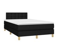 HETFTJN Lit Complet 120x190 cm avec Matelas à Ressorts Ensachés et Surmatelas Mousse, Cadre de Lit en Tissu Noir avec Tête de Lit Réglable en Hauteur, Ensemble Literie Adulte