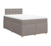 HETFTJN Lit Complet 120x190 cm avec Matelas à Ressorts Ensachés, Surmatelas Mousse et Tête de Lit en Tissu Taupe, Sommier à Lattes et Cadre de Lit pour Chambre Adulte