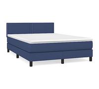 HETFTJN Lit Complet 140x200 cm avec Sommier Tapissier Matelas et Surmatelas, Cadre de Lit en Tissu Bleu avec Tête de Lit Réglable, Ensemble Literie 2 Personnes pour Chambre