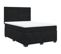 HETFTJN Lit Complet 160x200 cm avec Matelas à Ressorts Ensachés, Surmatelas et Tête de Lit Réglable, Lit Double en Velours Noir avec Sommier à Lattes pour Chambre à Coucher