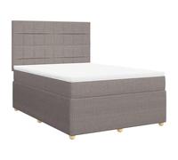 HETFTJN Lit Complet 160x200 cm avec Sommier à Lattes, Matelas à Ressorts Ensachés et Surmatelas, Cadre de Lit Double en Tissu Taupe avec Tête de Lit Réglable pour Chambre Adulte