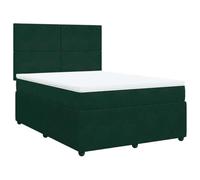 HETFTJN Lit Complet 160x200 en Velours Vert Foncé, Lit Double avec Sommier à Lattes, Tête de Lit Réglable en Hauteur, Matelas à Ressorts Ensachés et Surmatelas pour Adulte