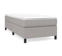 HETFTJN Lit Complet 80x200 cm, Lit Simple avec Sommier à Lattes, Matelas à Ressorts Ensachés et Surmatelas Tapissier, Cadre de Lit en Tissu Gris Clair pour Adulte et Ado