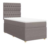 HETFTJN Lit Complet 90x200 cm avec Sommier à Lattes Matelas à Ressorts Ensachés et Surmatelas Lit Tapissier 1 Place en Tissu Taupe avec Tête de Lit Réglable pour Chambre