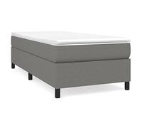 HETFTJN Lit Complet 90x200 cm Gris Foncé - Cadre de Lit en Tissu avec Sommier à Lattes, Matelas Ressorts Ensachés et Surmatelas en Mousse - Lit Simple 1 Place pour Adulte
