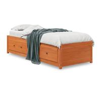 HETFTJN Lit de jour, 75 x 190 cm, en pin massif, marron cire, avec espace de rangement, pour chambre d'adolescent, cadre de lit robuste, pour dormir et vivre