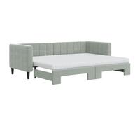HETFTJN Lit de Jour avec Lit Gigogne et 2 Matelas en Mousse, Canapé-Lit 2 en 1 en Velours Gris Clair pour Salon et Chambre d'amis, Lit de Repos 80x200 cm avec Lattes