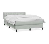 HETFTJN Lit Double 160x220 cm avec Matelas Ressorts Ensachés et Surmatelas, Cadre de Lit en Velours Gris Clair avec Tête de Lit Réglable et Sommier à Lattes pour Chambre