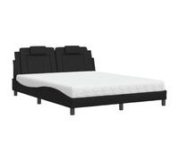 HETFTJN Lit Double avec Matelas 160x200 cm Viana, Cadre de Lit en Similicuir Noir avec Sommier à Lattes et Tête de Lit Rembourrée, Ensemble Lit Complet pour Chambre Adulte