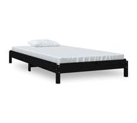 HETFTJN Lit Empilable 75x190 cm en Bois de Pin Massif Noir, Cadre de Lit Simple avec Sommier à Lattes, Lit Gigogne Gain de Place pour Chambre d'amis et Espace Restreint