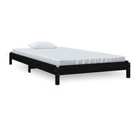 HETFTJN Lit Empilable 90x200 cm en Bois de Pin Massif, Cadre de Lit Simple avec Sommier à Lattes, Lit d'Appoint Gain de Place pour Chambre d'amis et Studio, Noir