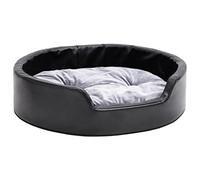 HETFTJN Lit pour chien, noir et gris, 69 x 59 x 19 cm, cuir synthétique en peluche antidérapante, housse amovible, pour grands, moyens, petits chiens, chats, poupées, salon, chambre, bureau, balcon